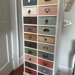 Whimsical Multi-Color Vintage Drawer Cabinet – Boho Chic Storage Piece