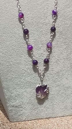 Amethyst and silver necklace