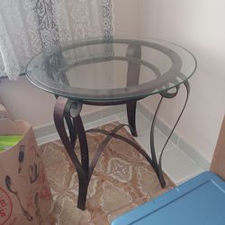 Glass top & metal table