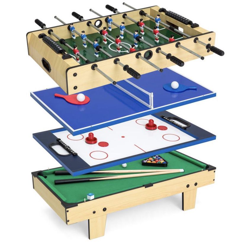 🔥Brand New 4-in-1 Combo Game Set w/ Billiards, Foos ball, Ping Pong, & More