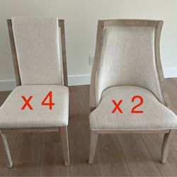Brand New 6 Dining Chairs, Arm Chairs, Wood, Fabric, Cloth , White Grey