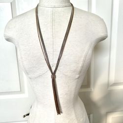 Alfani Tri- Tone Long Silver Plated Necklace 