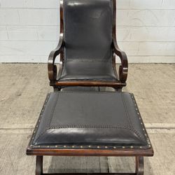 Antique Lounge Chair And Ottoman 