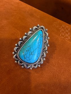 Faux turquoise western ring
