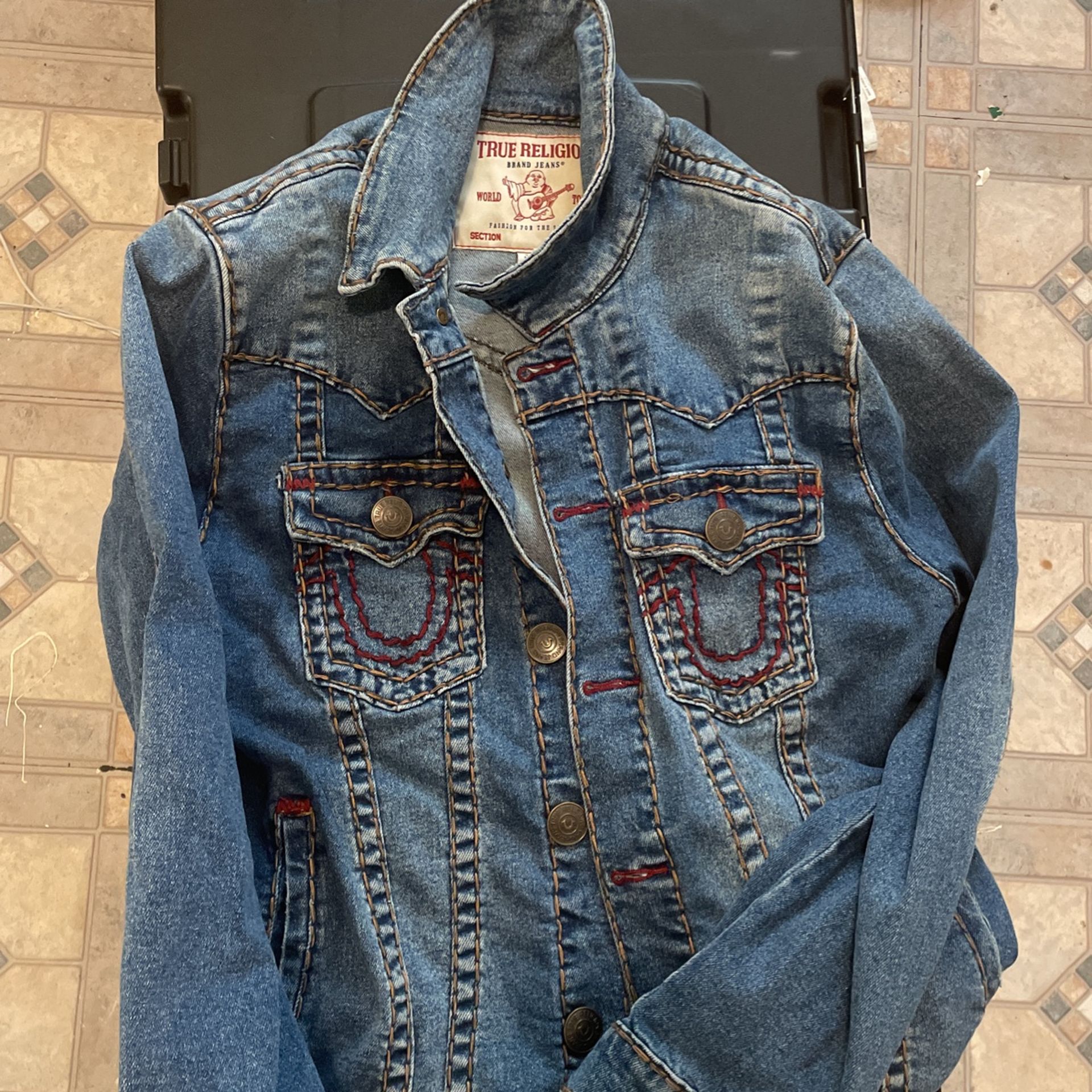 True Religion Red Stitch Denim Jacket