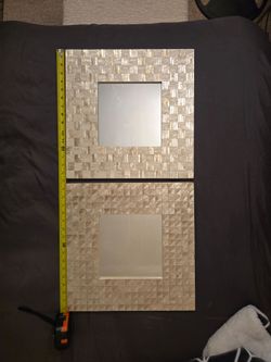 Pair - Mother of Pearl Mosaic Square Wall Mirrors