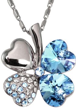 Lucky silver plated crystal necklace