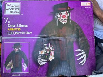 7 Ft Home Accents Holiday Grave & Bones Animated LED “Teary the Clown”