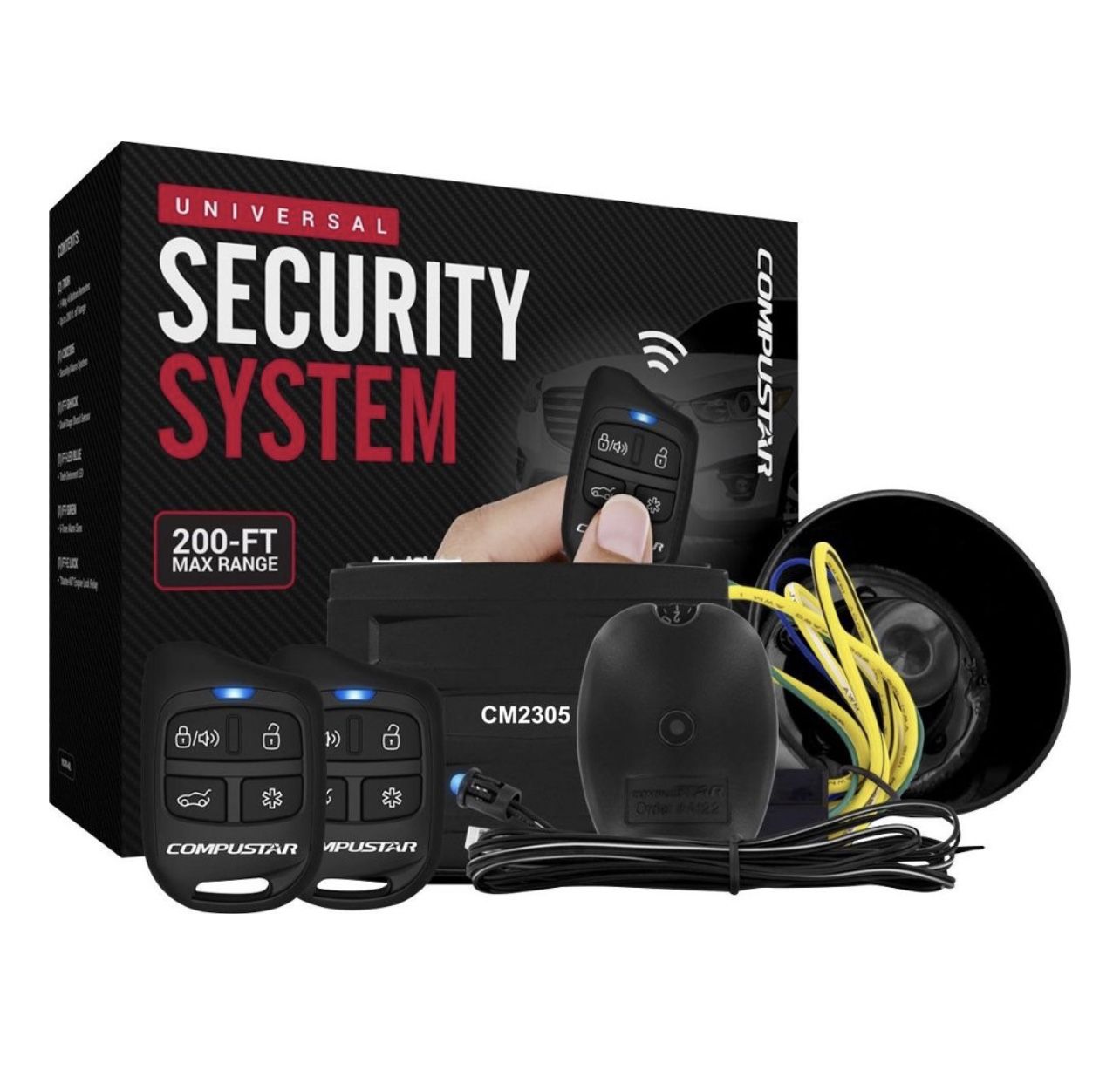 Compustar VS70-AL 1-Way Security System with Shock Sensor and Siren Black 200-FT
