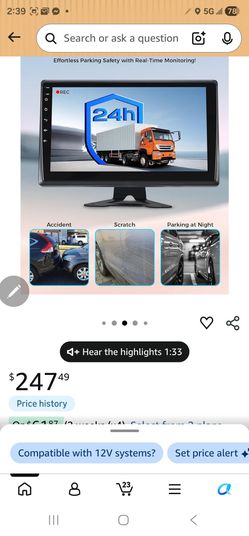 RV Camera System with Carplay Android Auto, 5 1080P Wired Backup Camera & 10.1" HD Android 13 Touch Screen Parking Monitoring Navigation