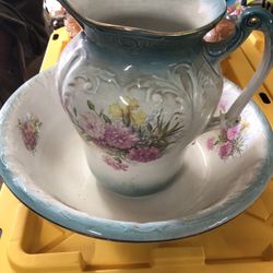 Three  Antique Pitcher And Bowls $25 Each Or All $60