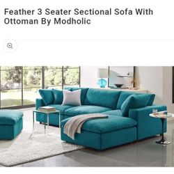 Down filled overstuffed 4 piece sectional sofa/couch