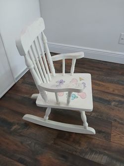 White wood rocking chair for kids nursery