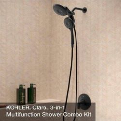 Black Kohler 3 In 1 Shower Head Brand New