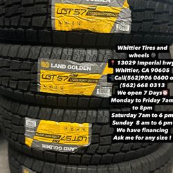 SET OF NEW TIRES, LT235/80R17 LANDGOLDEN AT , INCLUDING MOUNTING AND BALANCING. ASK ME FOR ANY SIZE OR BRAND, LLANTAS NUEVAS