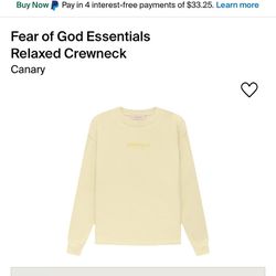 Fear of God Essentials Relaxed Crewneck (Canary)
