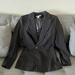 H&M Blazer/Suit Jacket: Black, US 2