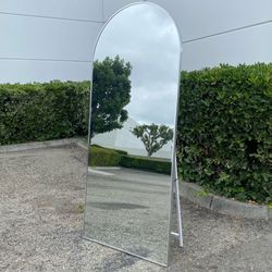 71x32 Silver Arch Standing Mirror with Aluminum Frame