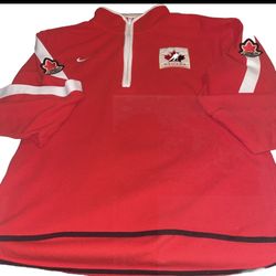 Vintage NIKE IIHF Canada Hockey 1/4 Zip Fleece Pullover Jacket Size Men Large