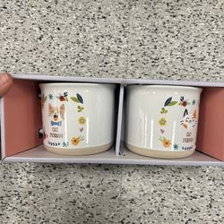 NWT Limited edition Cat Person Floral 2pcs Mug Set