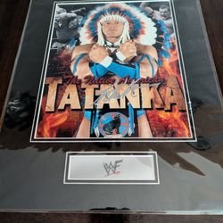 WWF Tatanka 8x10 Matted And Autographed 