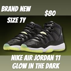 Nike Air Jordan 11 Retro Glow In The Dark brand new size 7Y