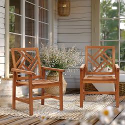 Brand New! Carmel solid wood outdoor dining chair, set of 2 ,OF1908-CH2