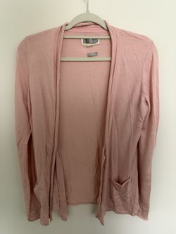 Victoria's Secret Platinum Womens M Pink Open Front Cardigan Sweater Pockets
