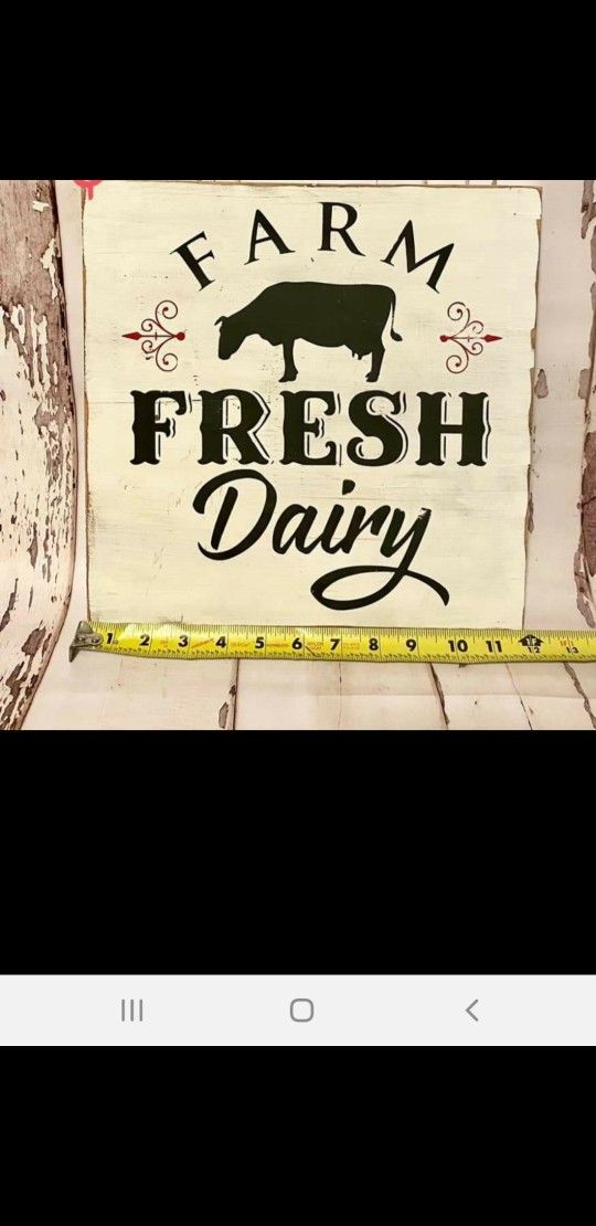 Farmhouse farm fresh dairy sign 12x12