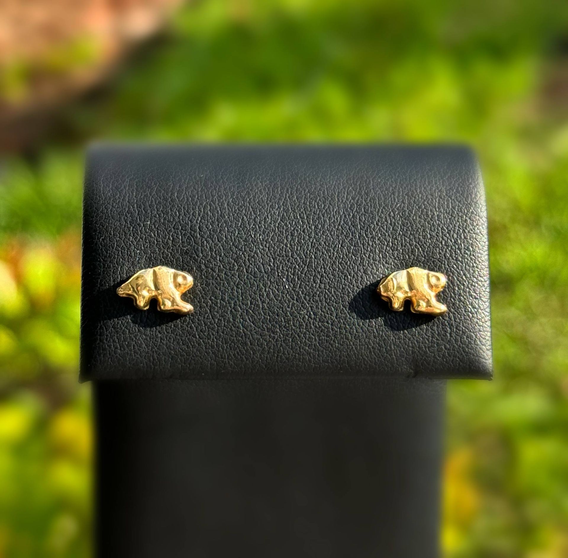 Jewelry 14k hollow yellow gold grizzly bear π» stud earrings