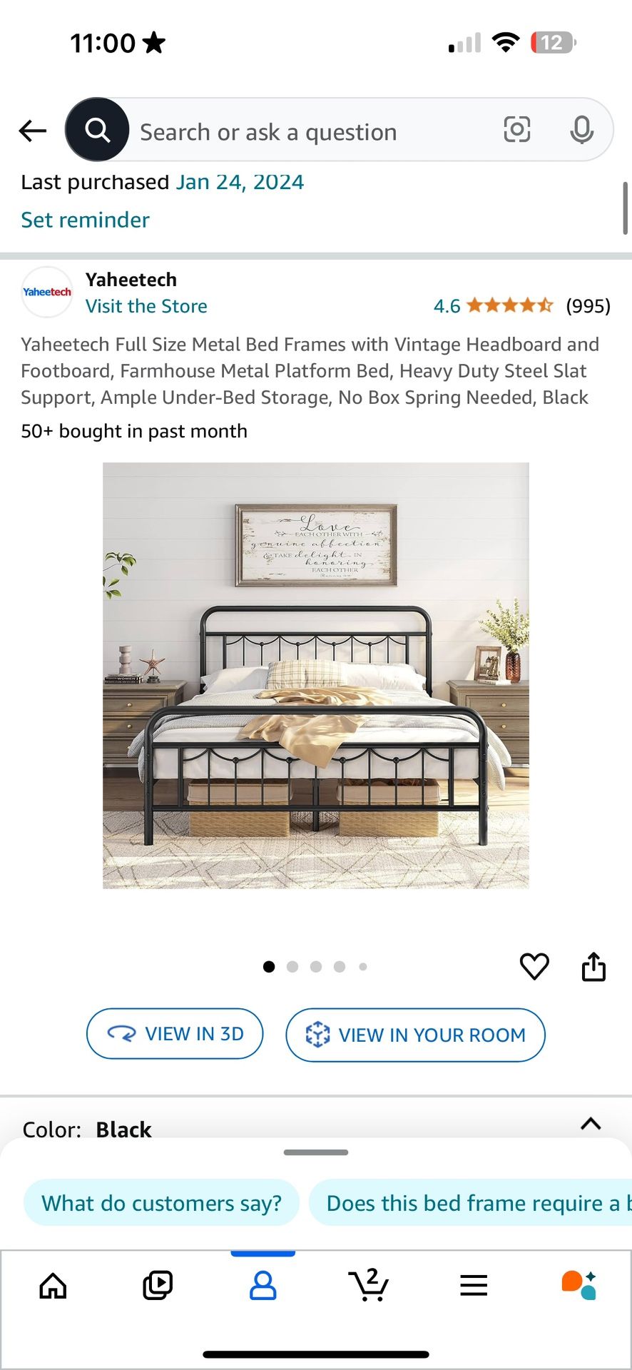 Metal Rod Bed Frame ( Full )