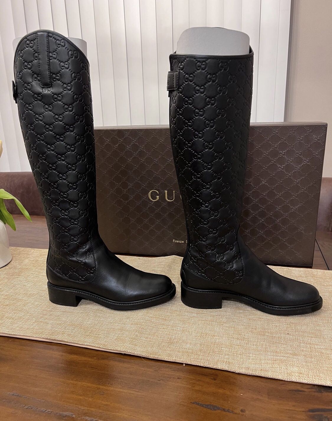 Gucci Guccissima GG Rain Boots Blue Size 36