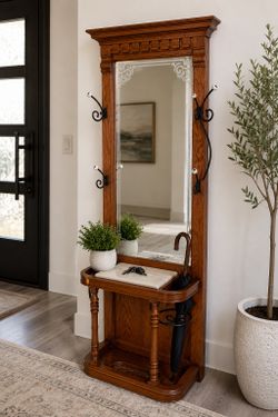 Vintage Entryway Mirror / Coat Rack – Must Sell Today