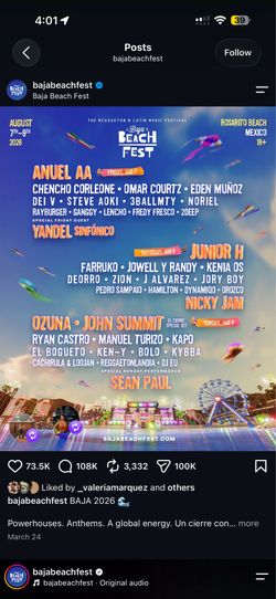 Baja Beach Fest 26’ Ticket - 3day VIP