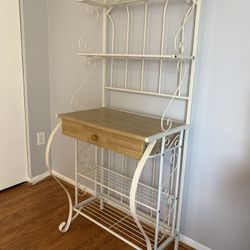 White baker’s Rack With drawer