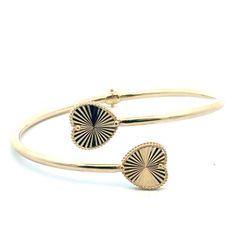 Woman’s Ladies 14k Yellow Gold Double Heart Hinged Bangle Bracelet GP3130200