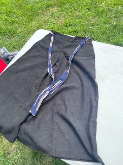 Black Pants with Striped Suspenders