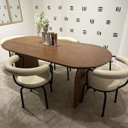 70.9" Japandi Style Oval Wood Dining Table