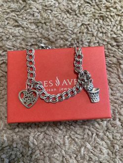 James Avery medium double curb bracelet with 2 charms