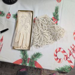 Vintage Gloves And Lace Collar