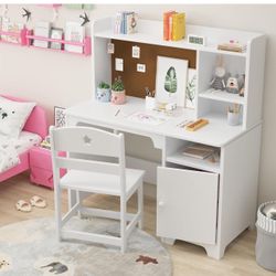 Kids Study Desk & Chair Set with Storage