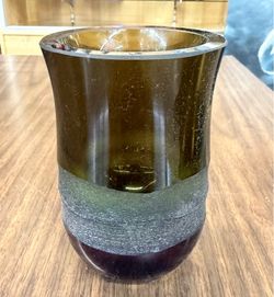 Vintage Villeroy & Boch Jewels Art Glass Vase Purple And Green Frosted Rings
