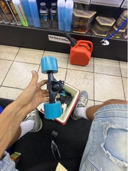 Genuine Penny Australia Skateboard Trucks + Penny Light Blue Cruiser Wheels Set (with Riser Pads & Hardware)