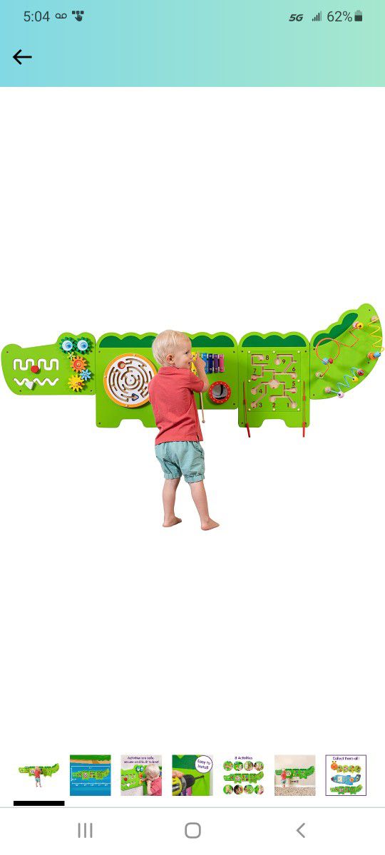 LEARNING ADVANTAGE Crocodile Activity Wall Panels - Ages 18m+ - Montessori Sensory Wall Toy - 11 Activities - Busy Board - Toddler Room Decor
