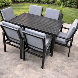 6-Seat Aluminum Outdoor Patio Dining Table + 6 Chairs