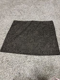 Gray Herringbone Tweed Mini Skirt