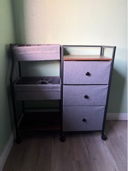 Fabric Drawer Dresser and Rolling Storage Cart
