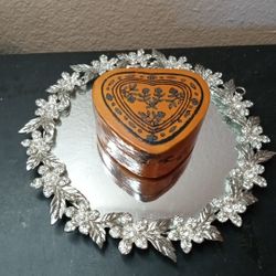 GORGEOUS Folk Art Paper Mache Heart Shape Trinket Box From Poland
