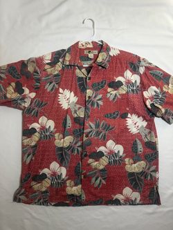 Joe Marlin Men's XXL Red Floral Hawaiian Tropical Short Sleeve Button-Up
