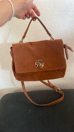 Brown Suede Crossbody Satchel Bag